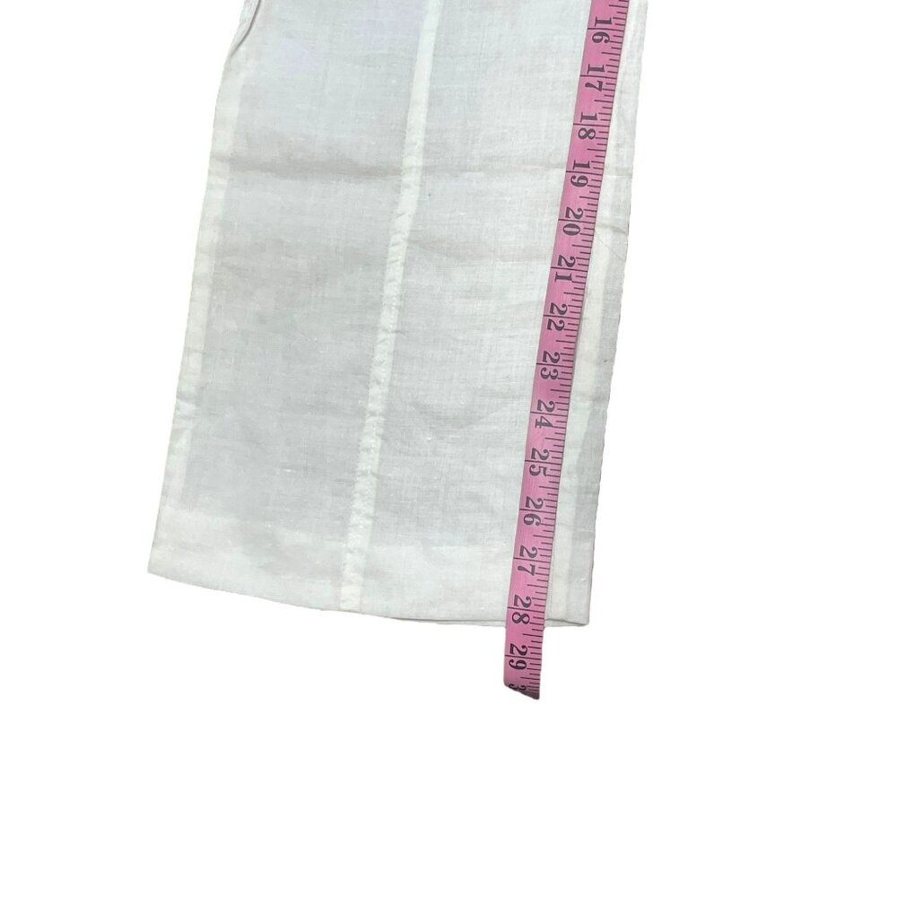 White Linen‎ Cargo Pants Miss Edith Size S Lightweight & Breathable With Pockets - Picture 10 of 12